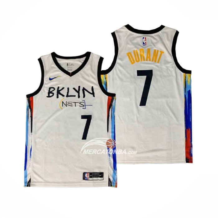 Maglia Brooklyn Nets Kevin Durant Citta 2020-21 Bianco